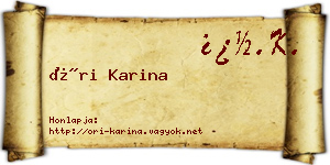 Őri Karina névjegykártya